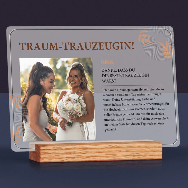 Foto Und Unterschrift: Traumtrauzeugin - Druck Auf Acrylglas