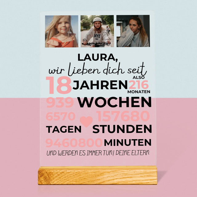 Fotocollage: Wir Lieben Dich Seit 18 Jahren - Druck Auf Acrylglas