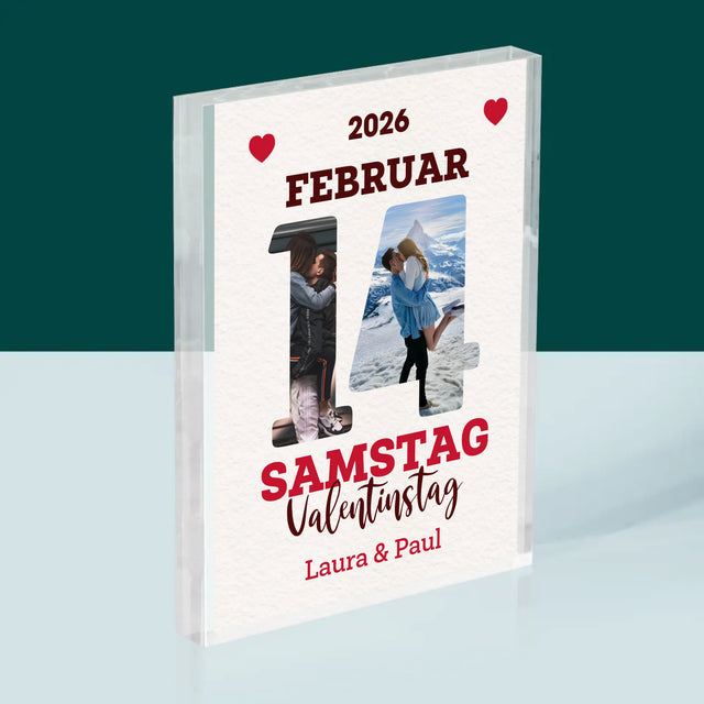 Buchstaben-Collage: Valentinstag-Kalenderkarte - Druck Auf Acrylglas