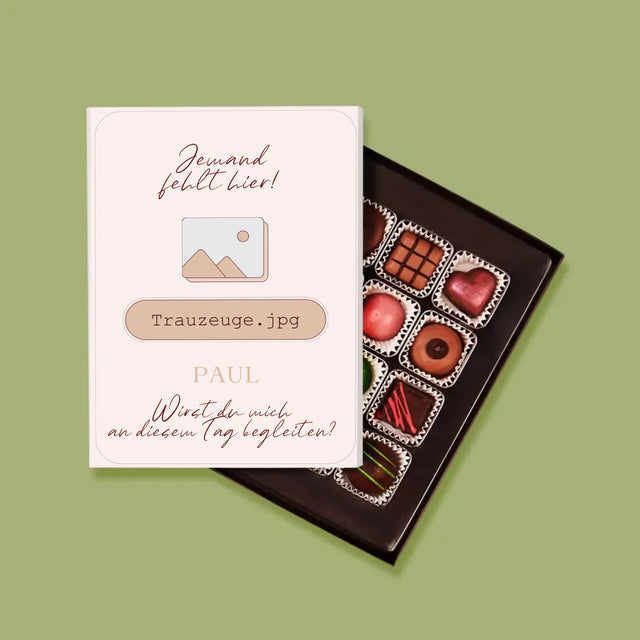 Name Und Unterschrift: Jemand Fehlt - Trauzeuge - Pralinen
