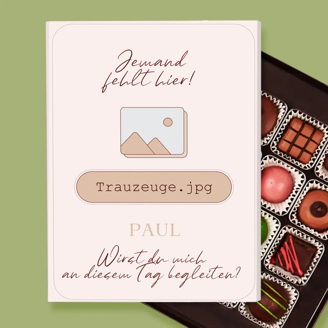 Name Und Unterschrift: Jemand Fehlt - Trauzeuge - Pralinen