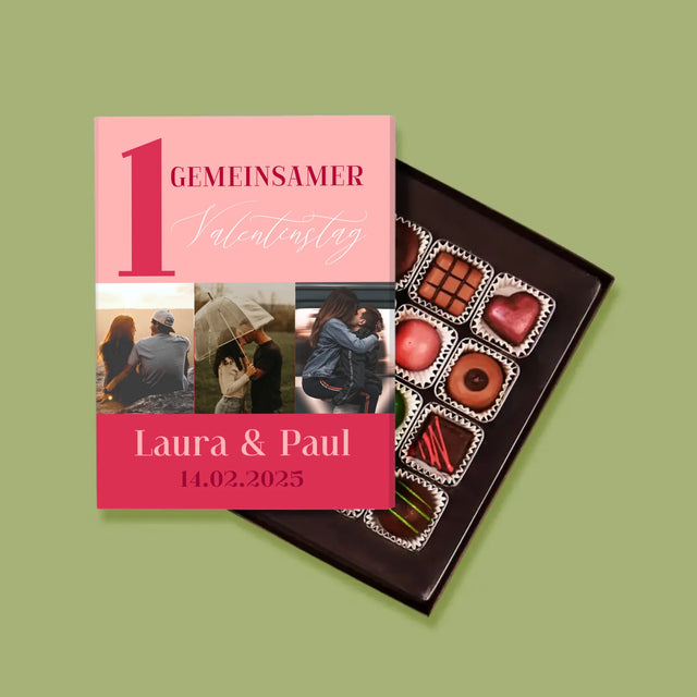Fotocollage: Erster Gemeinsamer Valentinstag - Pralinen