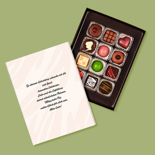 Buchstaben-Collage: 18 Jahre Countdown - Pralinen