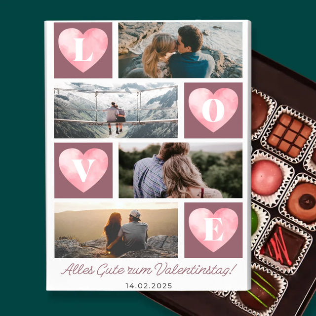 Fotocollage: Herzen Love - Pralinen