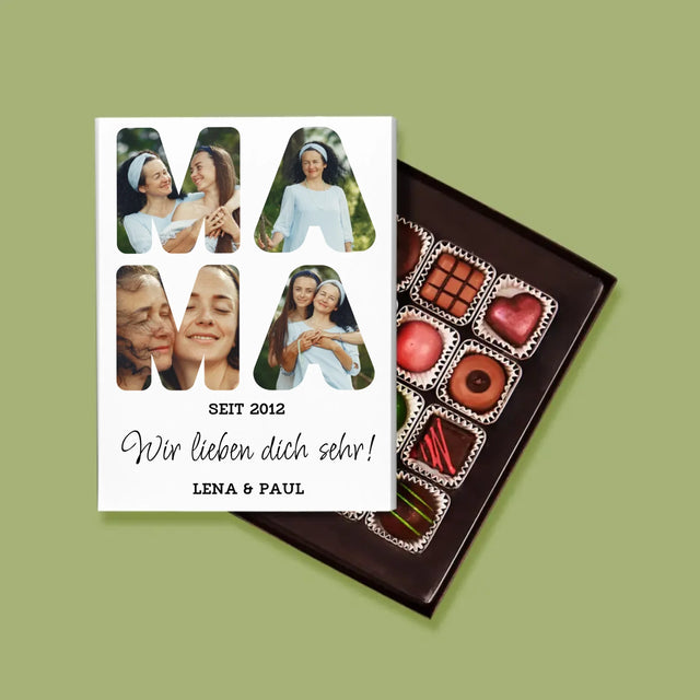 Buchstaben-Collage: Mama, Wir Lieben Dich Sehr - Pralinen