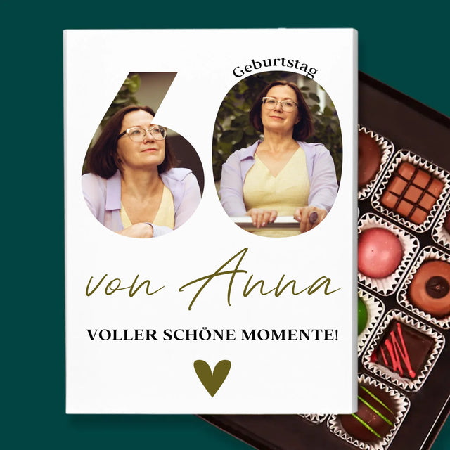 Buchstaben-Collage: 60. Geburtstag Voller Schöner Momente - Pralinen