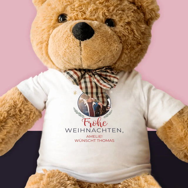 Foto Und Unterschrift: Frohe Weihnachten Weihnachtskugel - Teddybär 90 Cm