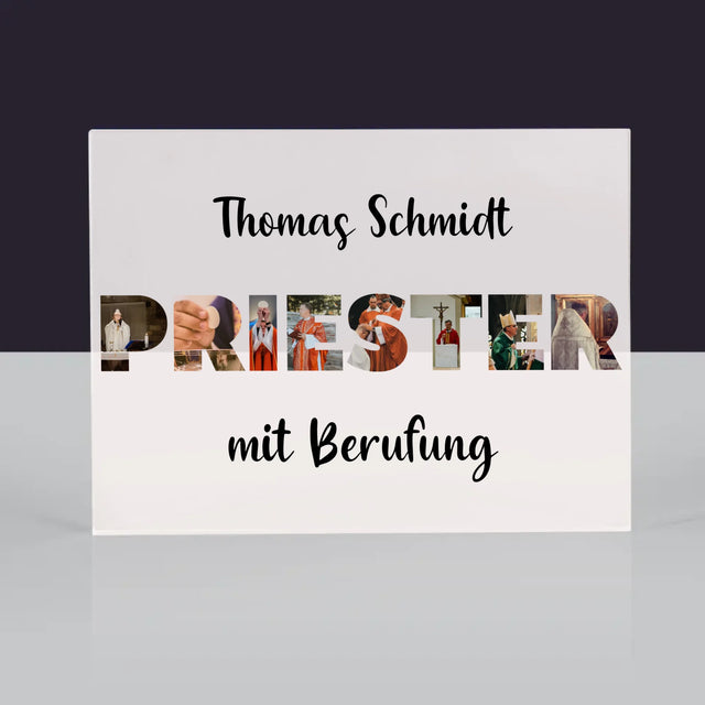 Buchstaben-Collage: Priester Aus Berufung - Acrylblock