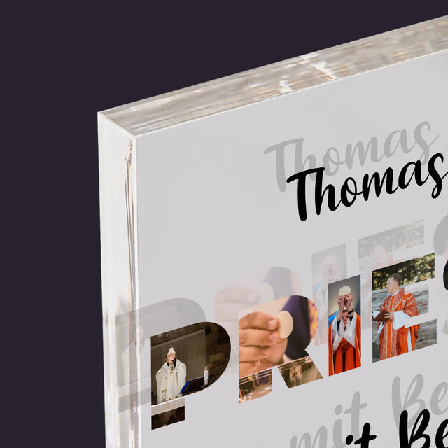 Buchstaben-Collage: Priester Aus Berufung - Acrylblock