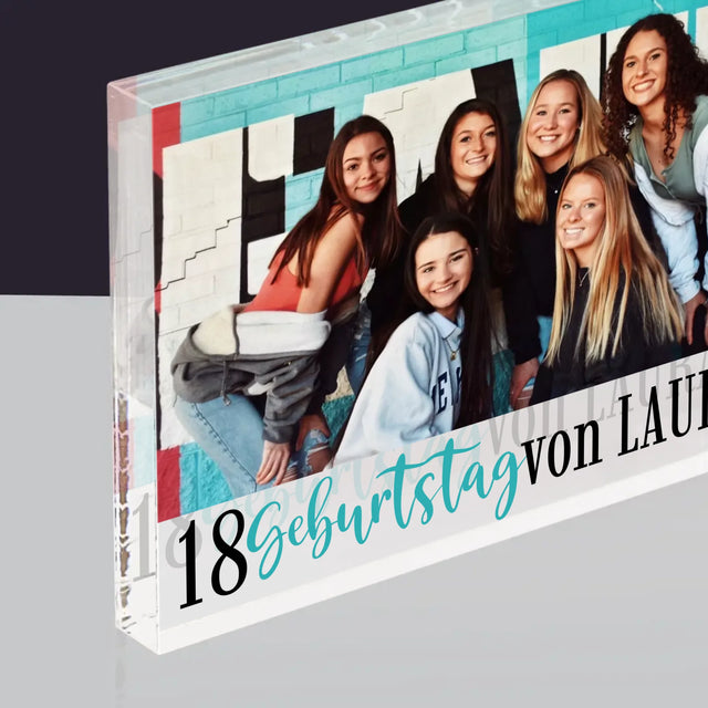 Foto Und Unterschrift: 18. Geburtstag-Erinnerung - Acrylblock