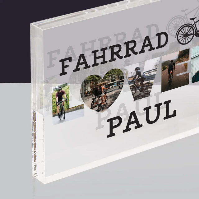 Buchstaben-Collage: Fahrradliebhaber - Acrylblock