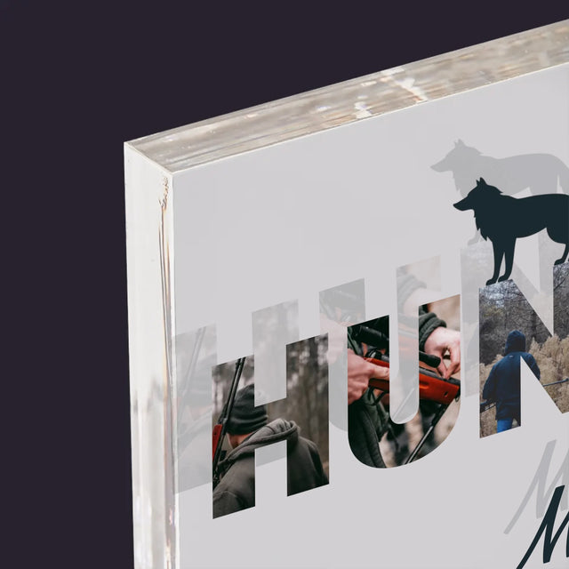Buchstaben-Collage: Hunter - Acrylblock