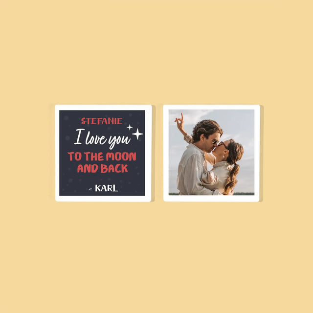 Fotocollage: To The Moon And Back - Tassenuntersetzer