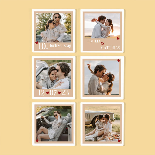 Foto Und Unterschrift: Jahrestag Herzen - Tassenuntersetzer