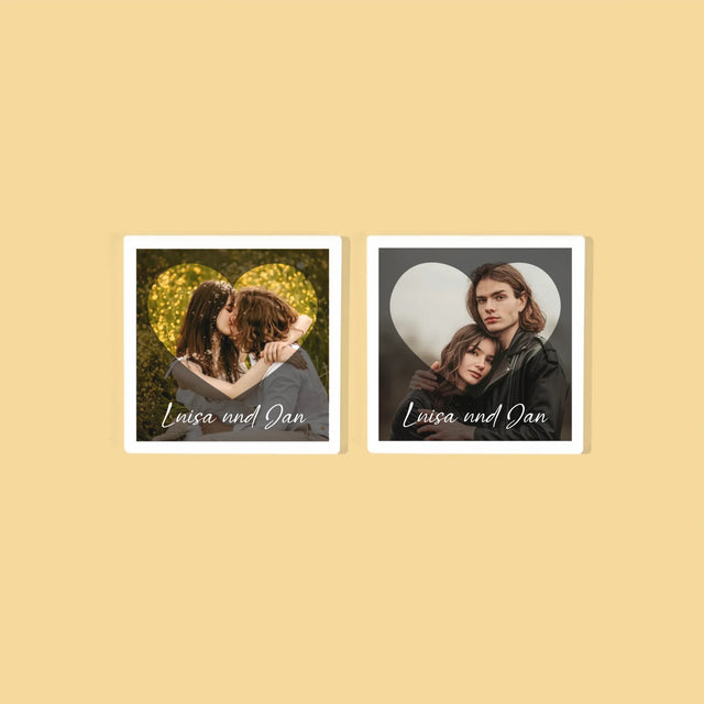 Foto Und Unterschrift: Verliebte Herz - Tassenuntersetzer