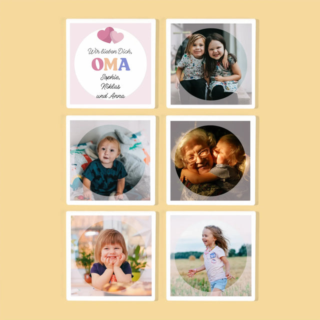 Fotocollage: Wir Lieben Dich, Oma - Tassenuntersetzer