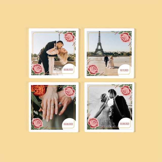 Fotocollage: Ihr Datum - Tassenuntersetzer