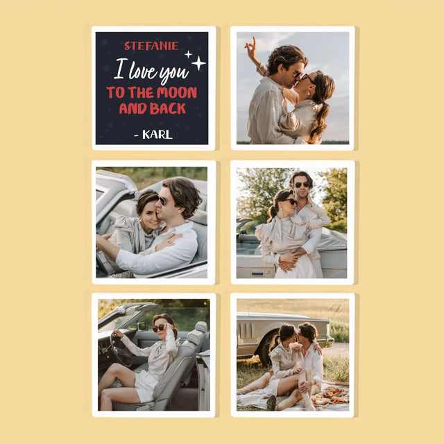 Fotocollage: To The Moon And Back - Tassenuntersetzer