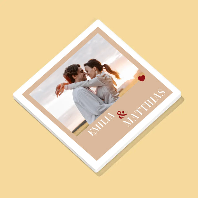 Foto Und Unterschrift: Jahrestag Herzen - Tassenuntersetzer