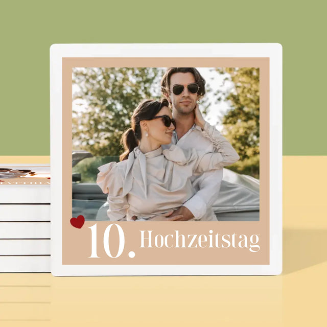 Foto Und Unterschrift: Jahrestag Herzen - Tassenuntersetzer