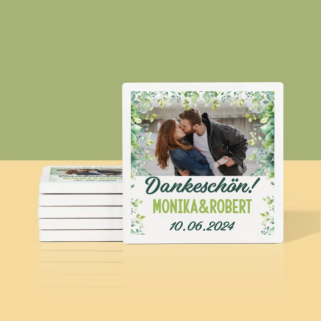 Foto Und Unterschrift: Hochzeit Blätter - Tassenuntersetzer