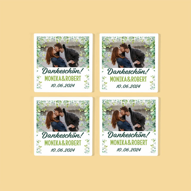 Foto Und Unterschrift: Hochzeit Blätter - Tassenuntersetzer