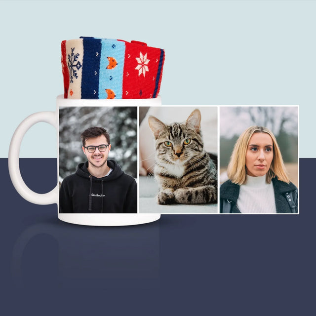 Fotocollage: 3 Fotos - Wintersocken In Einer Tasse