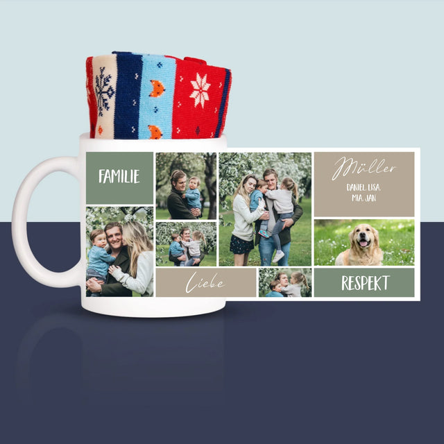 Fotocollage: Familie - Wintersocken In Einer Tasse