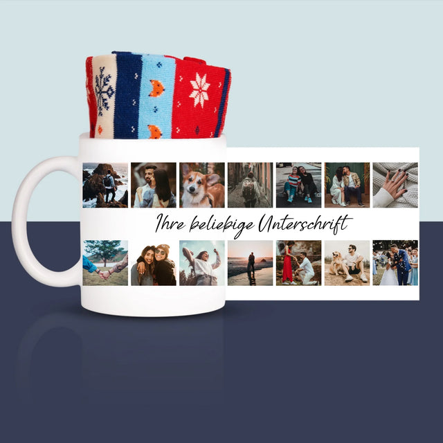 Fotocollage: 14 Fotos - Wintersocken In Einer Tasse
