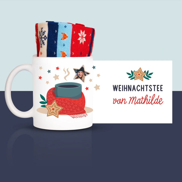 Foto Und Unterschrift: Weihnachtstee - Wintersocken In Einer Tasse