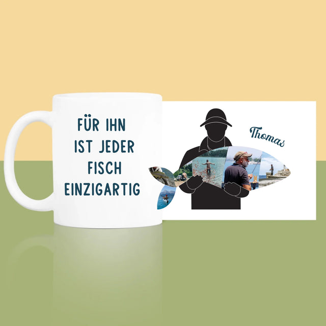 Form-Collage: Jeder Fisch - Tasse