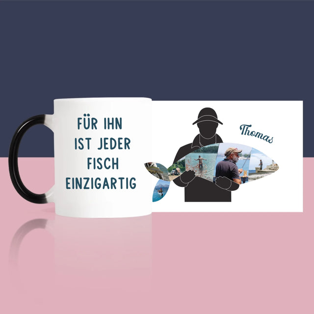 Form-Collage: Jeder Fisch - Tasse