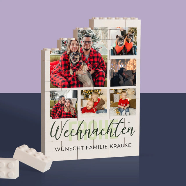 Fotocollage: Weihnachtsbriefmarken - Lego-Steine
