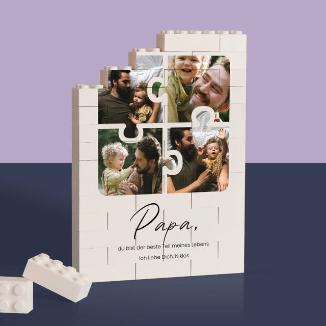 Fotocollage: Erster Hochzeitstag Herz - Lego-Steine