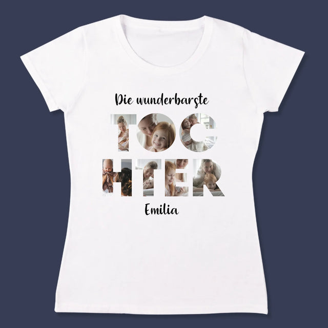 Buchstaben-Collage: Tochter - T-Shirt Für Damen