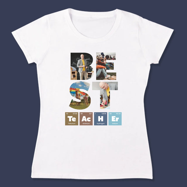 Buchstaben-Collage: Best Teacher Elemente - T-Shirt Für Damen