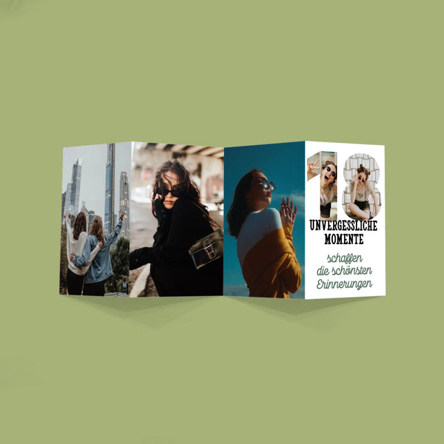 Buchstaben-Collage: 18. Geburtstag - Fotos, Harmonikaartig Gefaltet