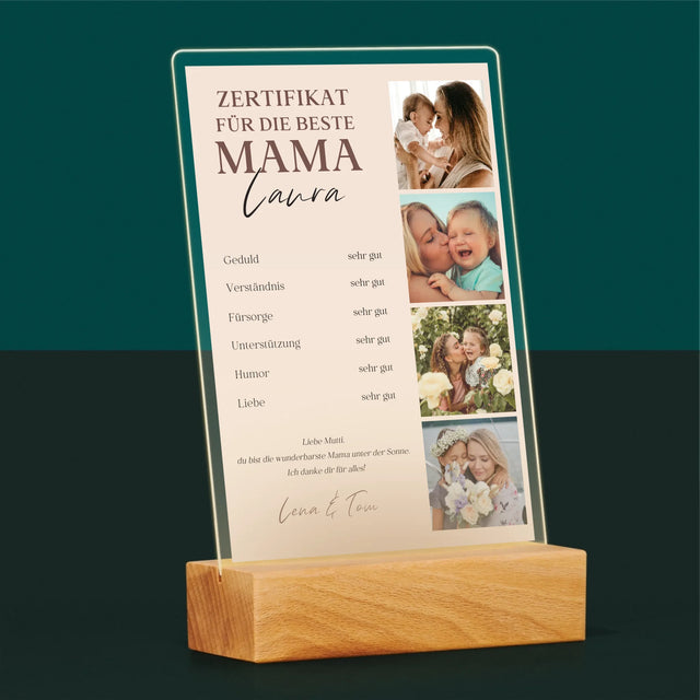 Fotocollage: Zertifikat Für Die Beste Mama - Druck Auf Acrylglas