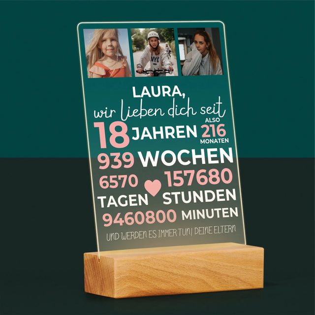 Fotocollage: Wir Lieben Dich Seit 18 Jahren - Druck Auf Acrylglas