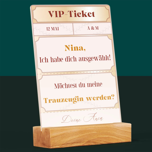 Name Und Unterschrift: Vip-Ticket- Trauzeugin - Druck Auf Acrylglas