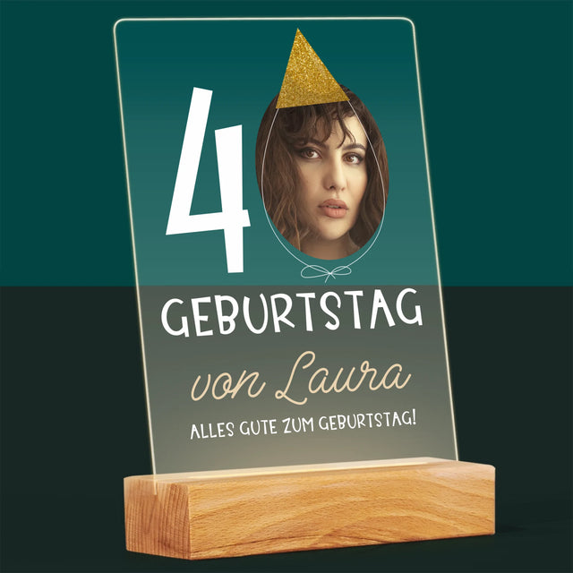 Foto Und Unterschrift: 40. Geburtstag Mütze - Druck Auf Acrylglas