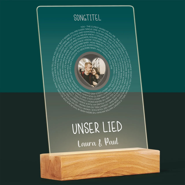 Foto Und Unterschrift: Unser Lied Mit Text - Druck Auf Acrylglas
