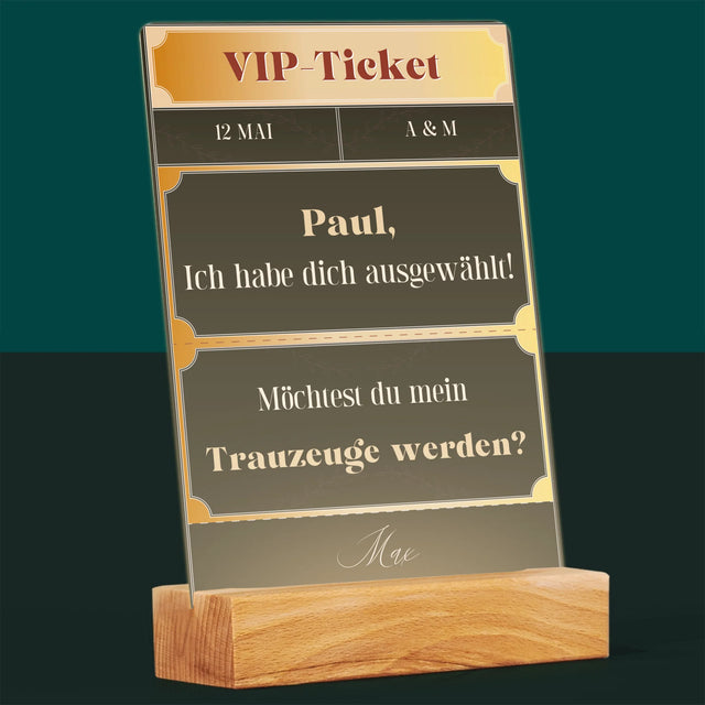 Name Und Unterschrift: Vip-Ticket- Trauzeuge - Druck Auf Acrylglas