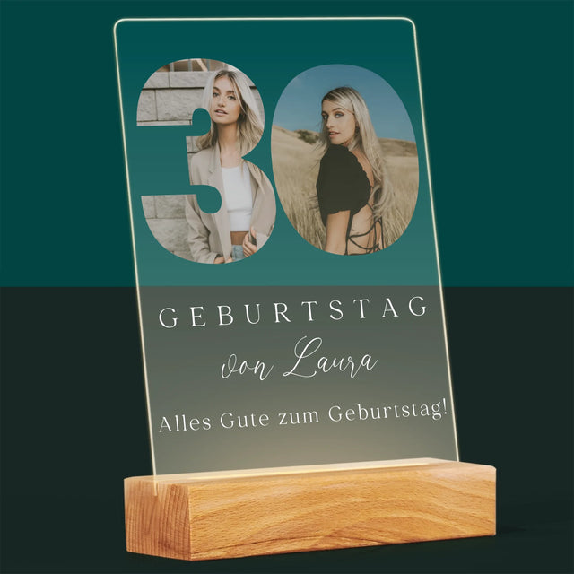 Buchstaben-Collage: 30. Geburtstag Signatur - Druck Auf Acrylglas