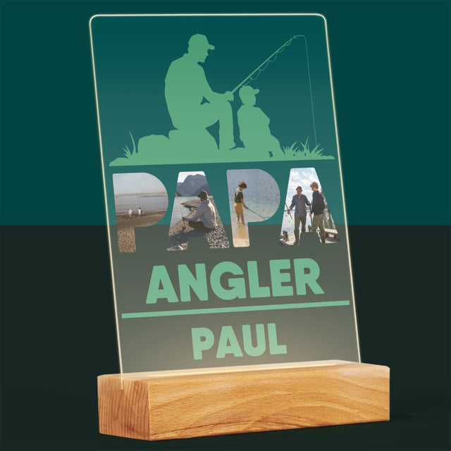 Buchstaben-Collage: Papa - Angler - Druck Auf Acrylglas