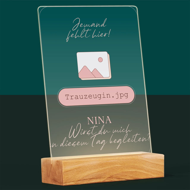 Name Und Unterschrift: Jemand Fehlt - Trauzeugin - Druck Auf Acrylglas