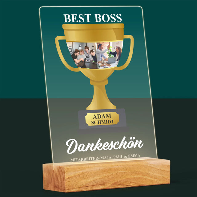 Fotocollage: Best Boss Pokal - Druck Auf Acrylglas