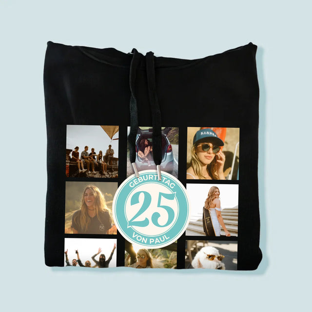 Fotocollage: 25 Geburtstag - Kapuzenpullover Für Herren
