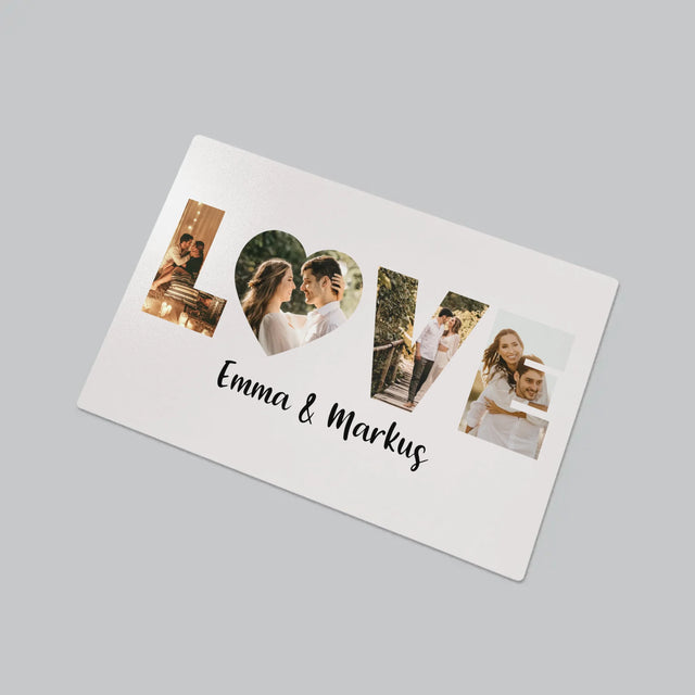 Buchstaben-Collage: Love - Schreibtischunterlage