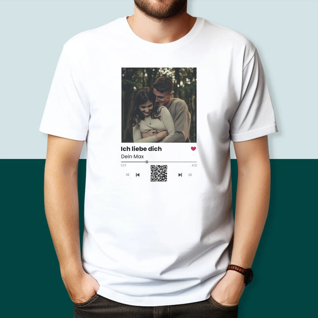 Foto Und Unterschrift: Spotify Mit Qr-Code - T-Shirt Für Herren